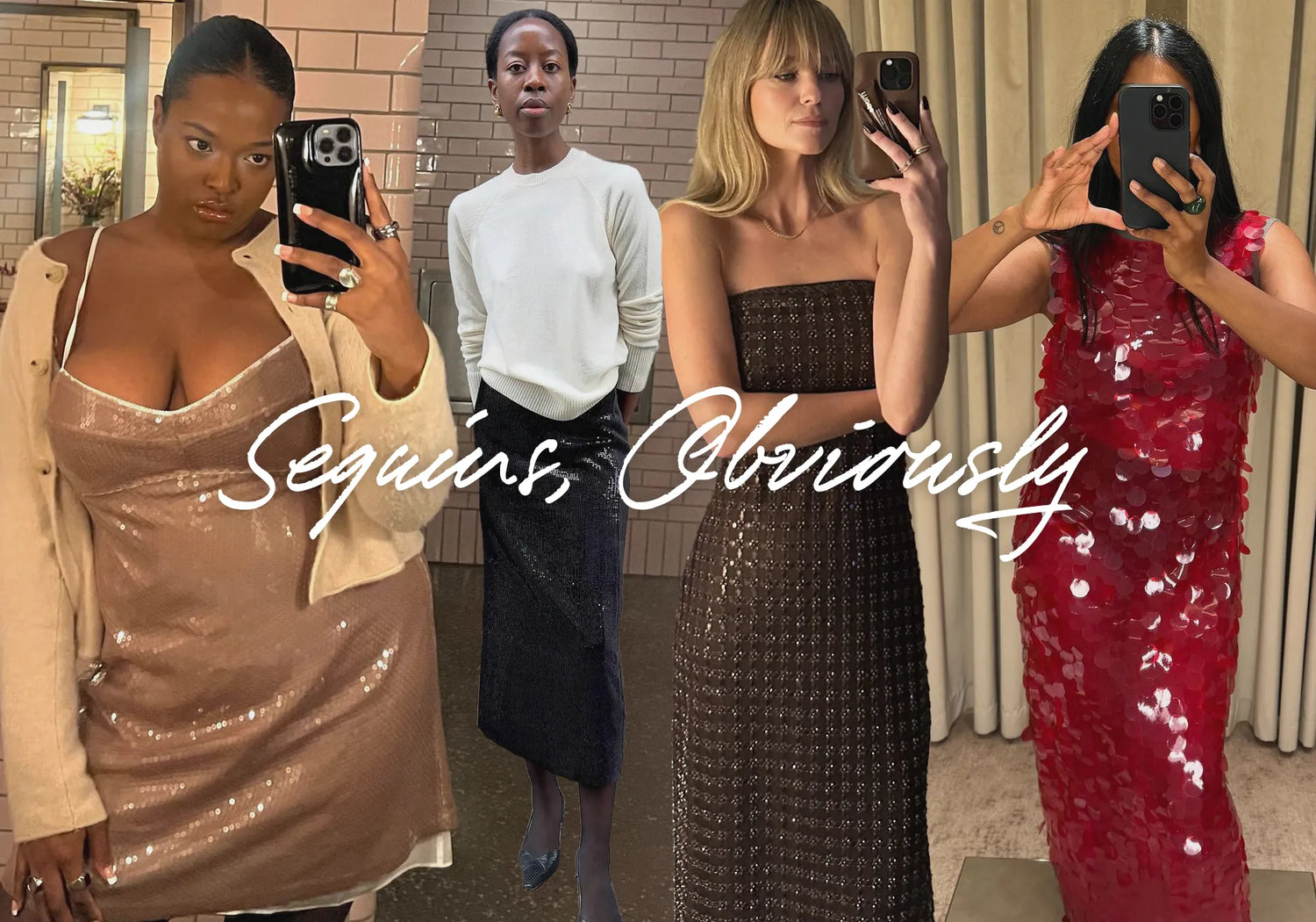 Paljetter ett utmärkt sätt att addera glamour och festkänsla till din outfit under jul och nyår. Image credit: @champagnemani; @sylviemus_; @_jeanettemadsen_; @monikh