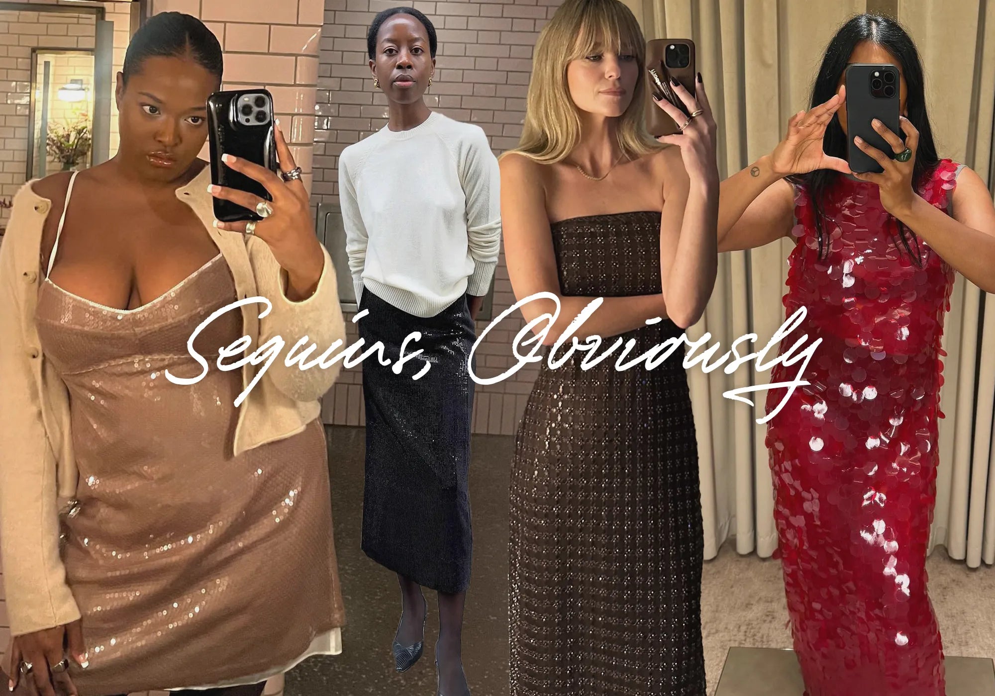 Paljetter ett utmärkt sätt att addera glamour och festkänsla till din outfit under jul och nyår. Image credit: @champagnemani; @sylviemus_; @_jeanettemadsen_; @monikh