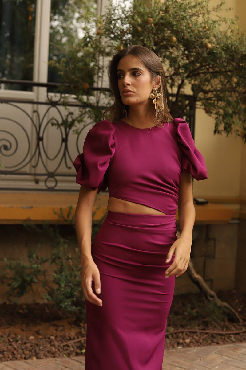 Diana | Kleid mit Puffärmeln & Cut-Out-Details