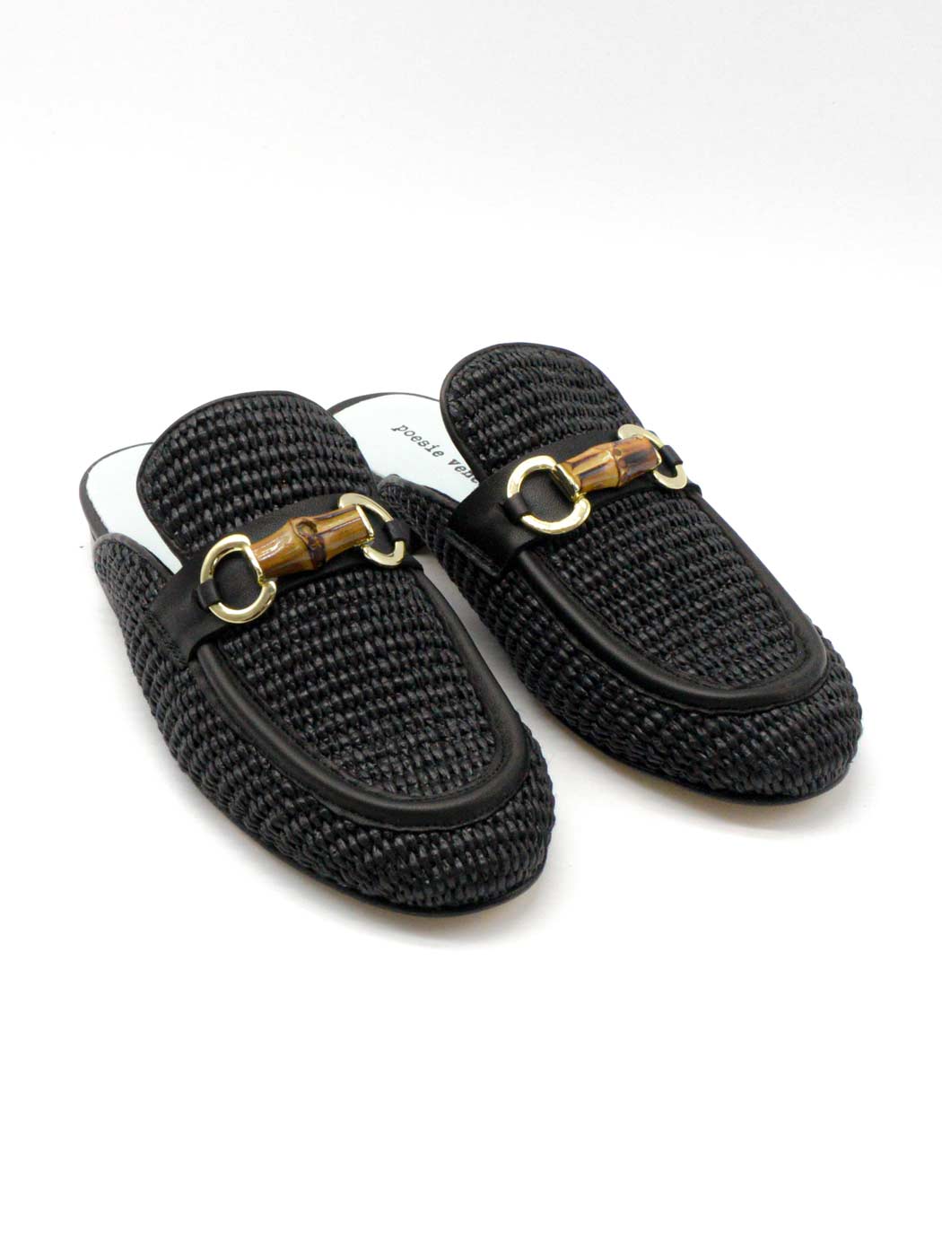 Slip-in Loafers in Raffia with Buckle in Bamboo and Gold, Poesie Veneziane