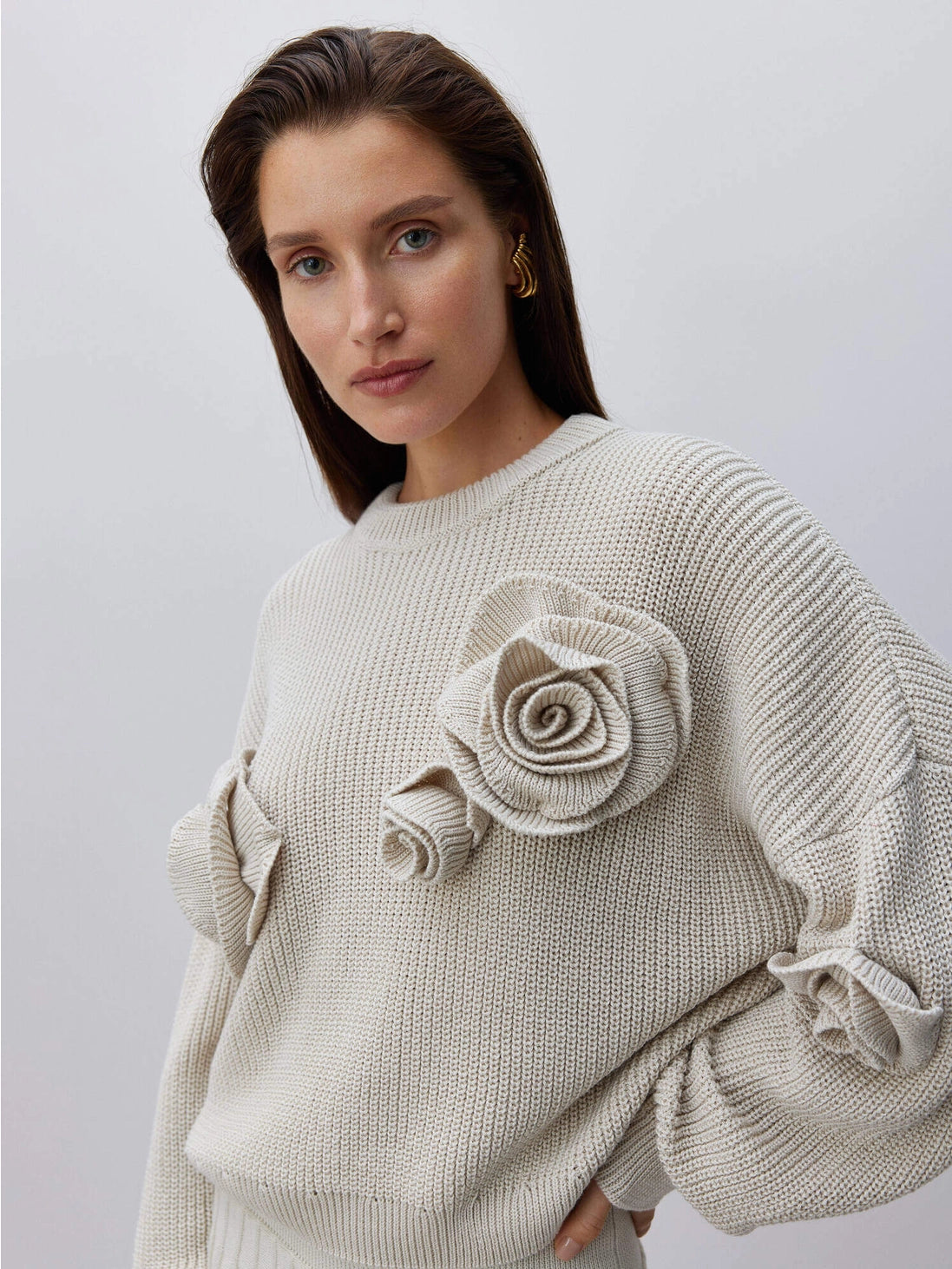Pull décoré grande taille rose