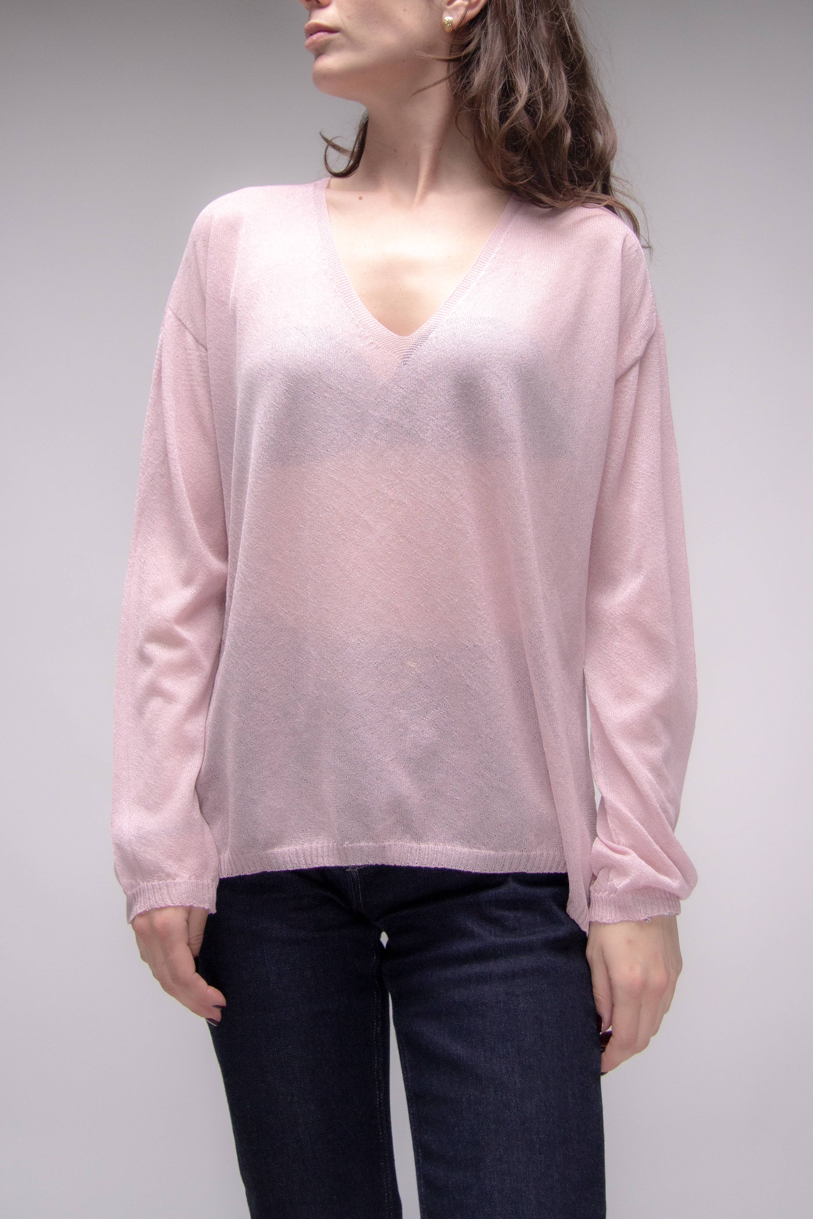 Übergroßer, fein gestrickter Viskosemix-Pullover mit Seitenschlitz, LÈMME