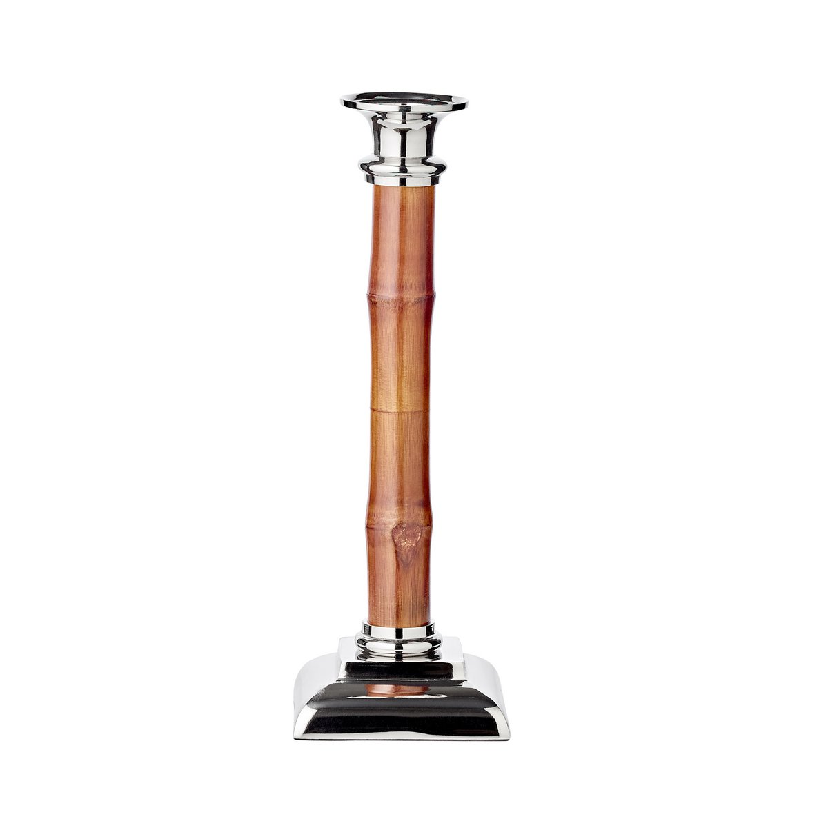 Holm Hoher Kerzenständer aus Bambus & Silber – 30 cm