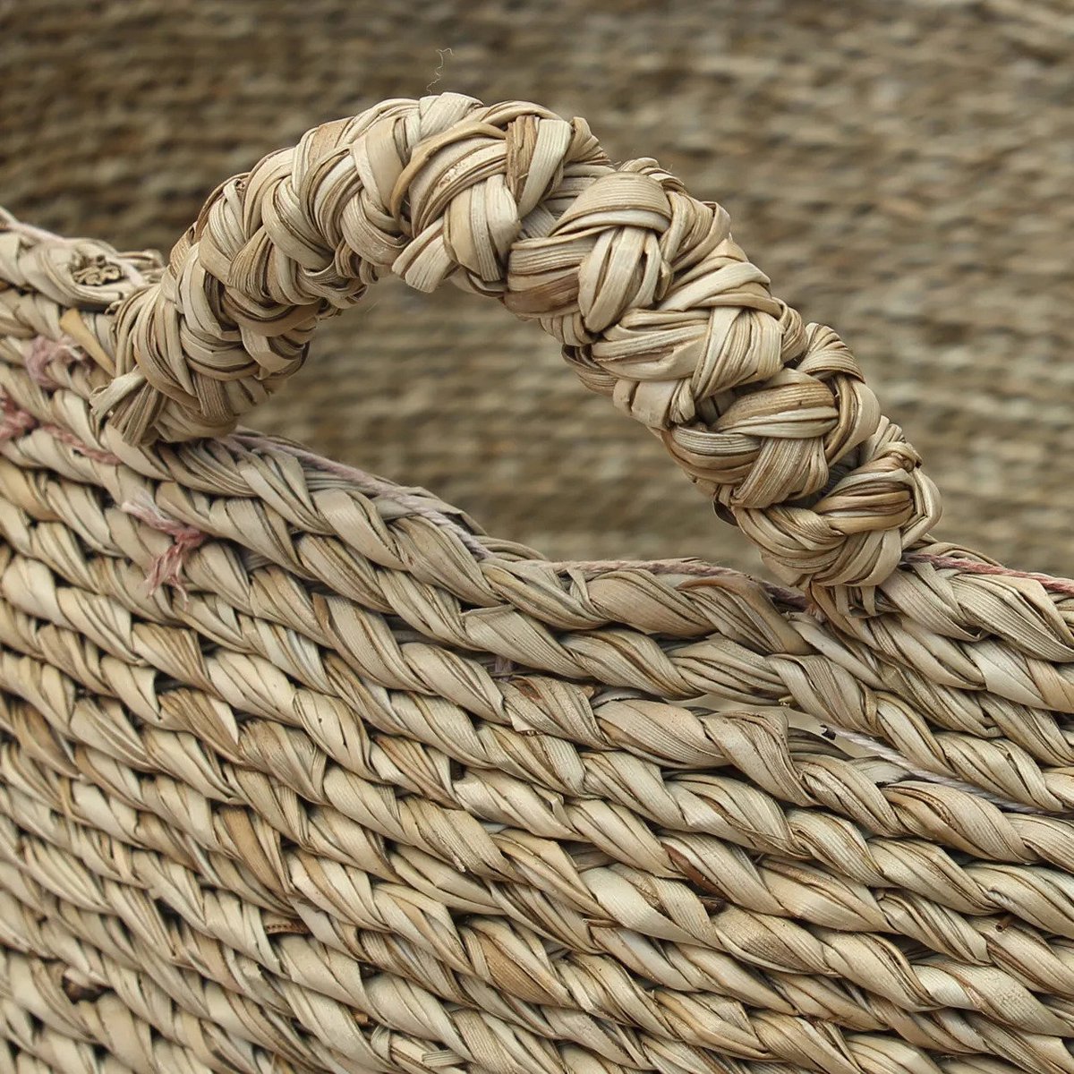 Panier de rangement en jonc de mer Quatres Mains – Naturel (S)