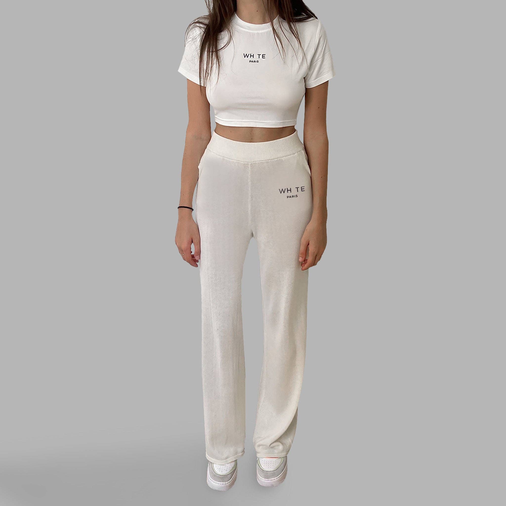 Pantalon ample taille haute blanc