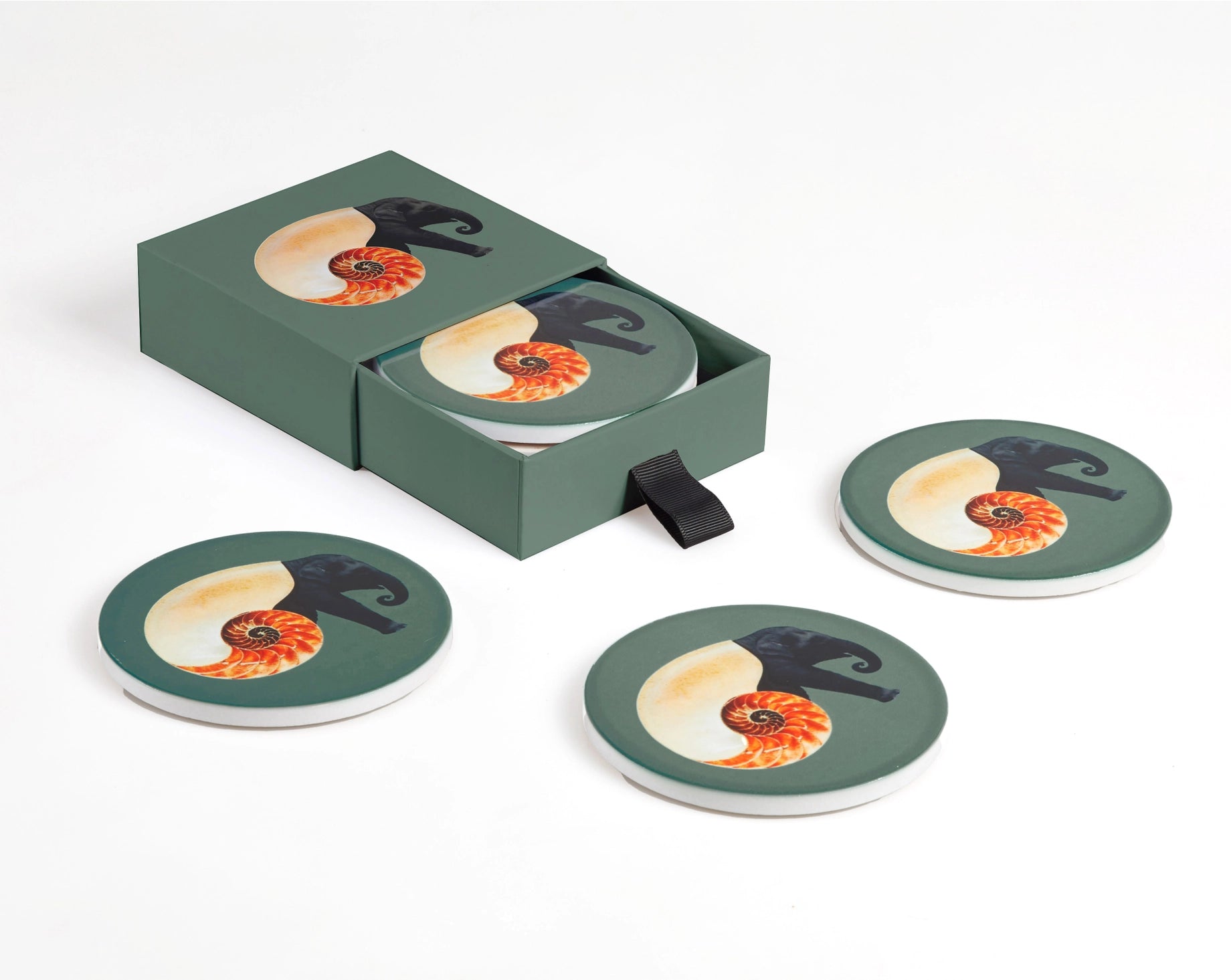 Shellephant Set aus 4 Keramik-Untersetzern