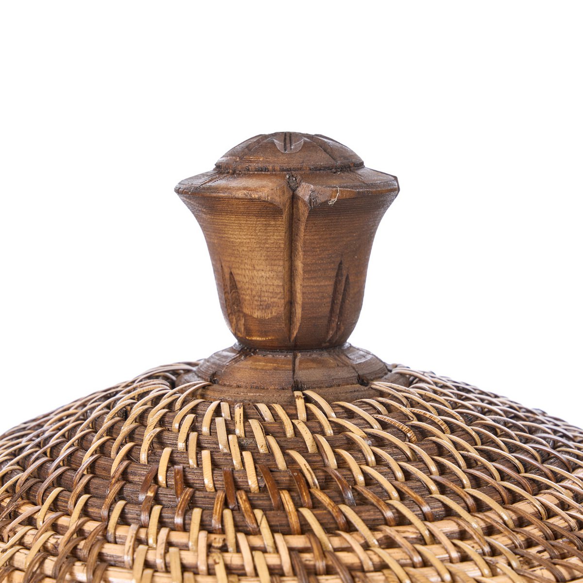 Panier de rangement en rotin avec couvercle – Marron Naturel (grand)