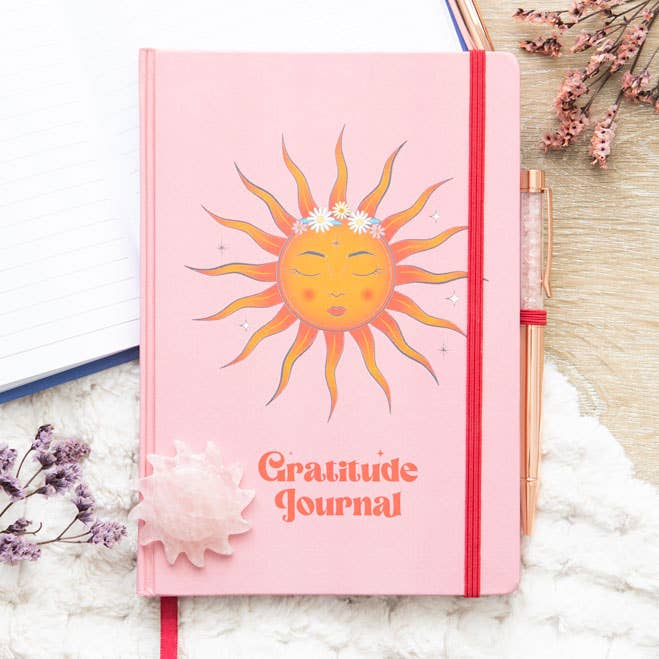 Journal de Gratitude Rêves Célestes avec stylo en quartz rose