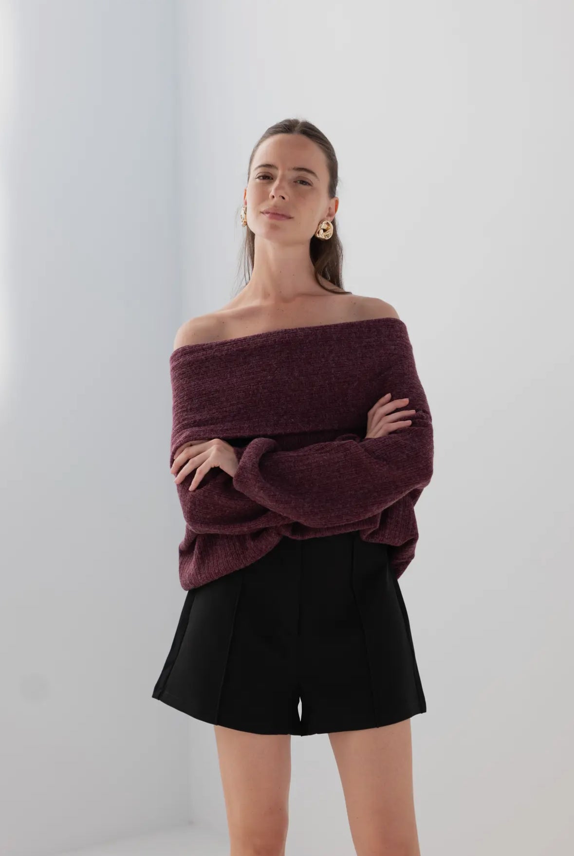Tröja Dahlia | Eleganter Off-Shoulder-Strickpullover