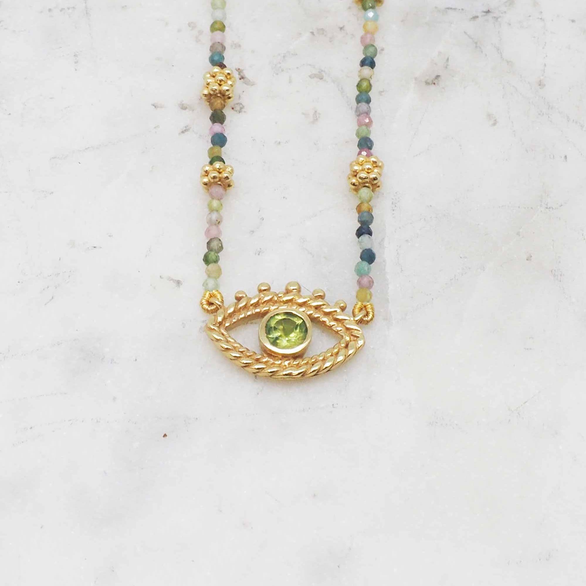 Collier L’Œil – Collier avec Œil Protecteur et Péridot