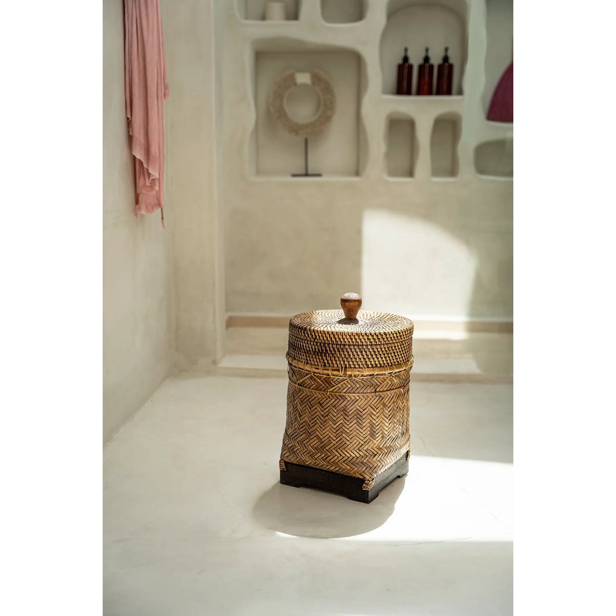 Der Badezimmer-Mülleimerkorb – Natur Braun