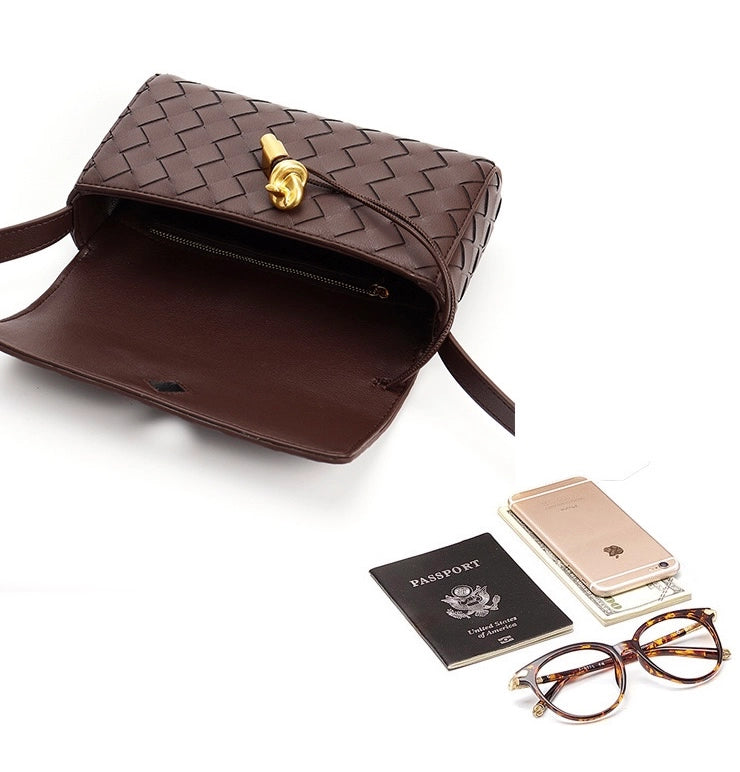 Leather woven envelope bag