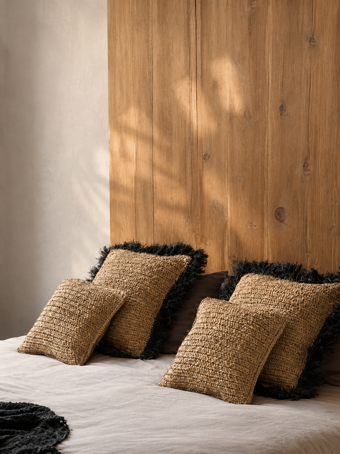 The Raffia Cushion Cover Square
– Natural Black 60 × 60 cm