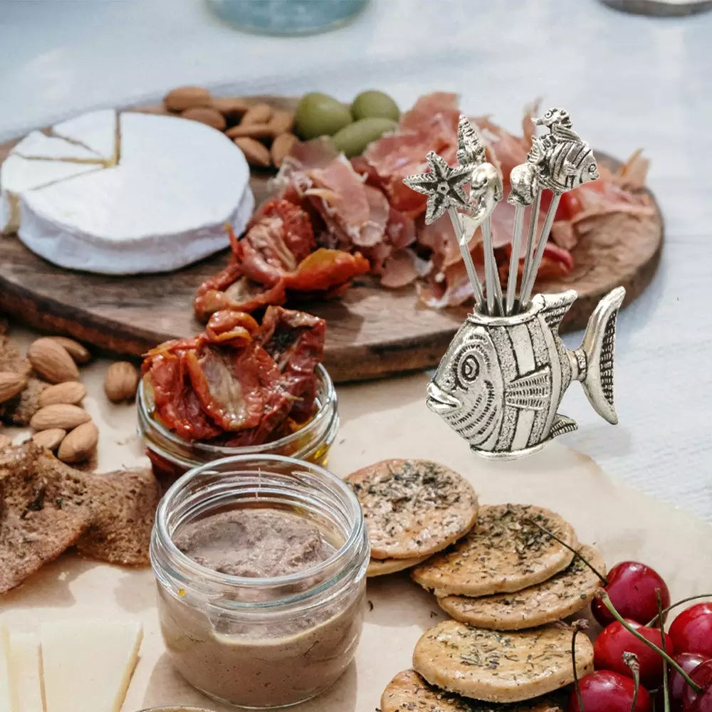 Cocktailpinnar i 6-pack | Fisk i silver