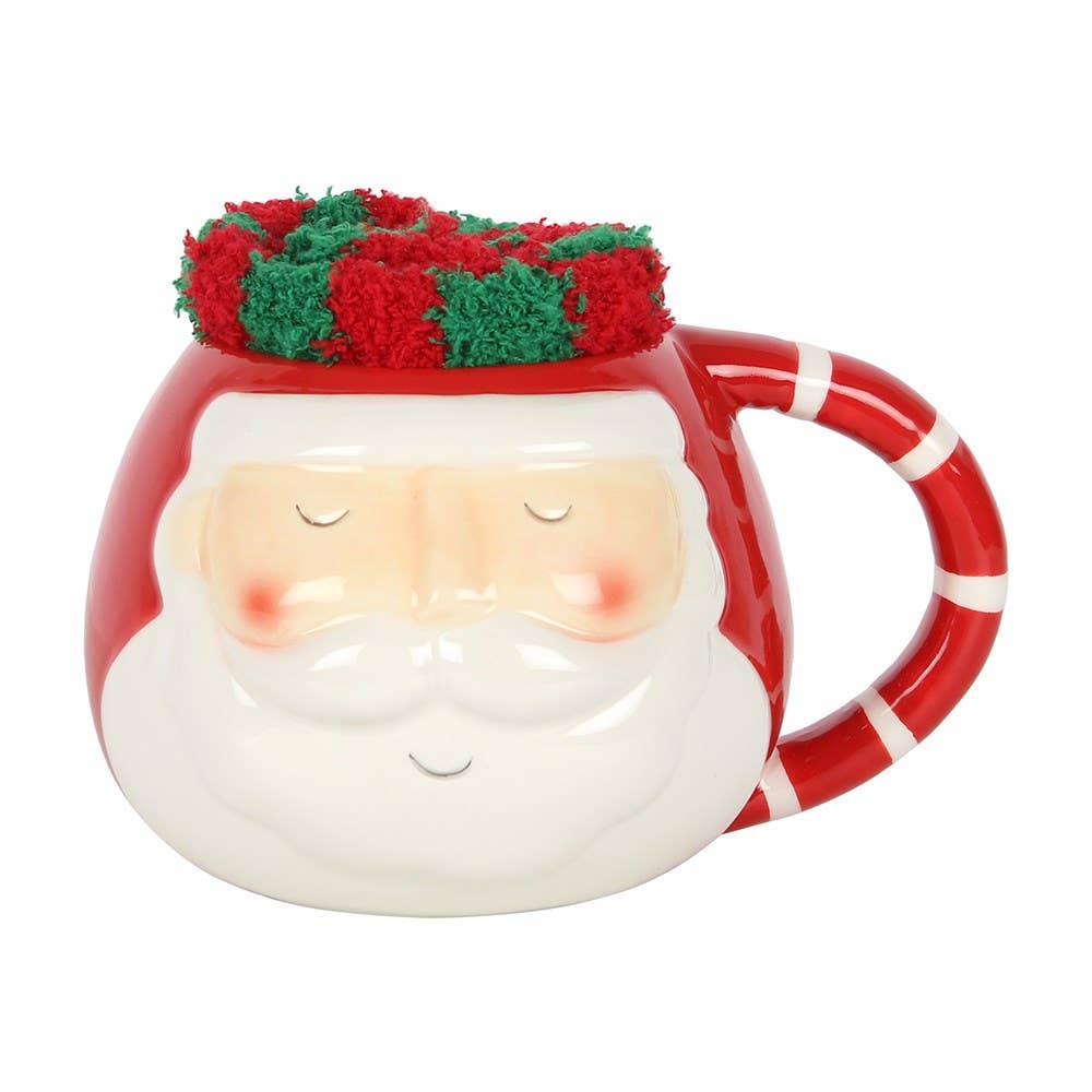 Weihnachtsmann-Kaffeebecher- und Strumpf-Set