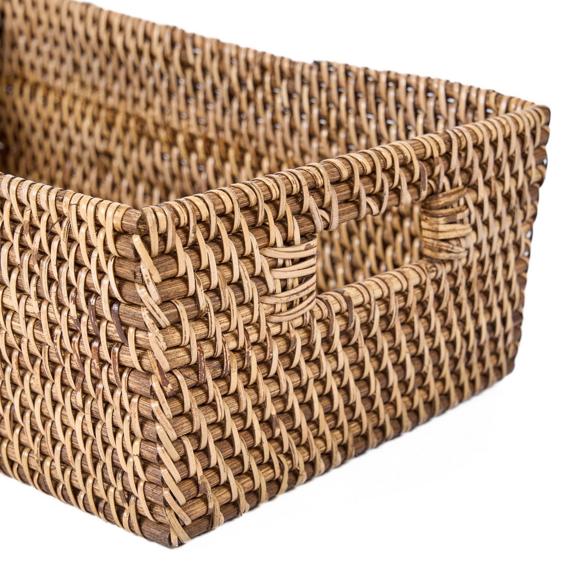 Rechteckiger Aufbewahrungskorb aus Rattan – Natur Braun