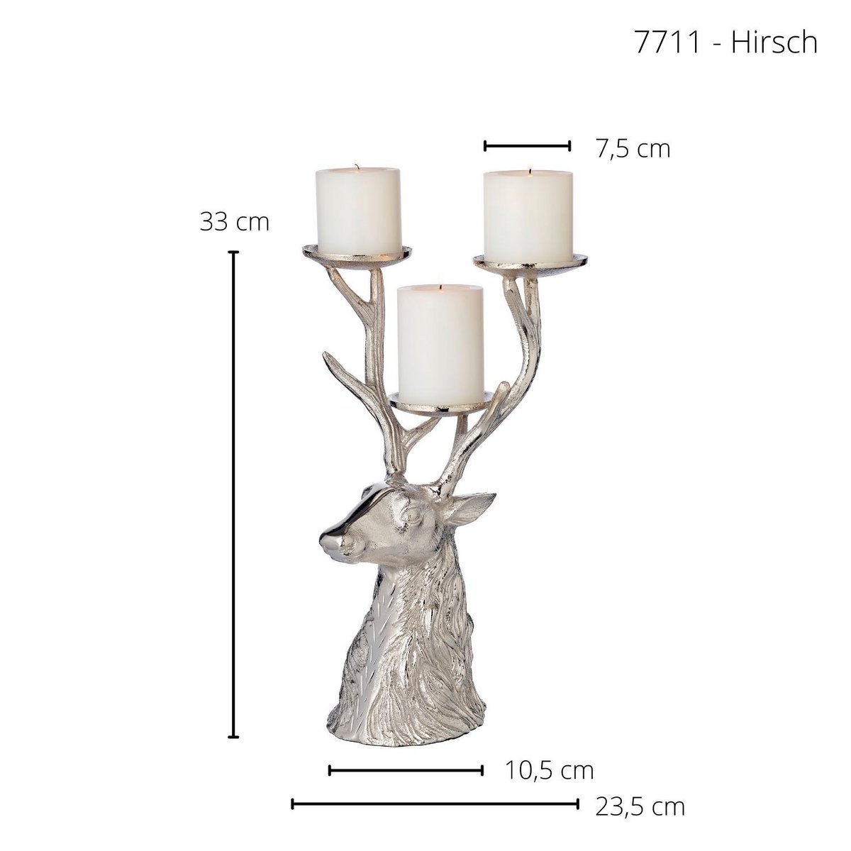 EDZARD | Kerzenständer „Deer“ (H 32 cm, für 3 Stumpenkerzen)