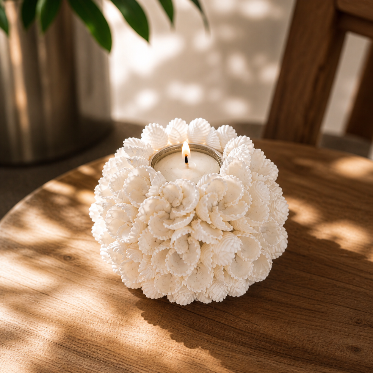 Flower Power Seashell Candle Holder - Size S