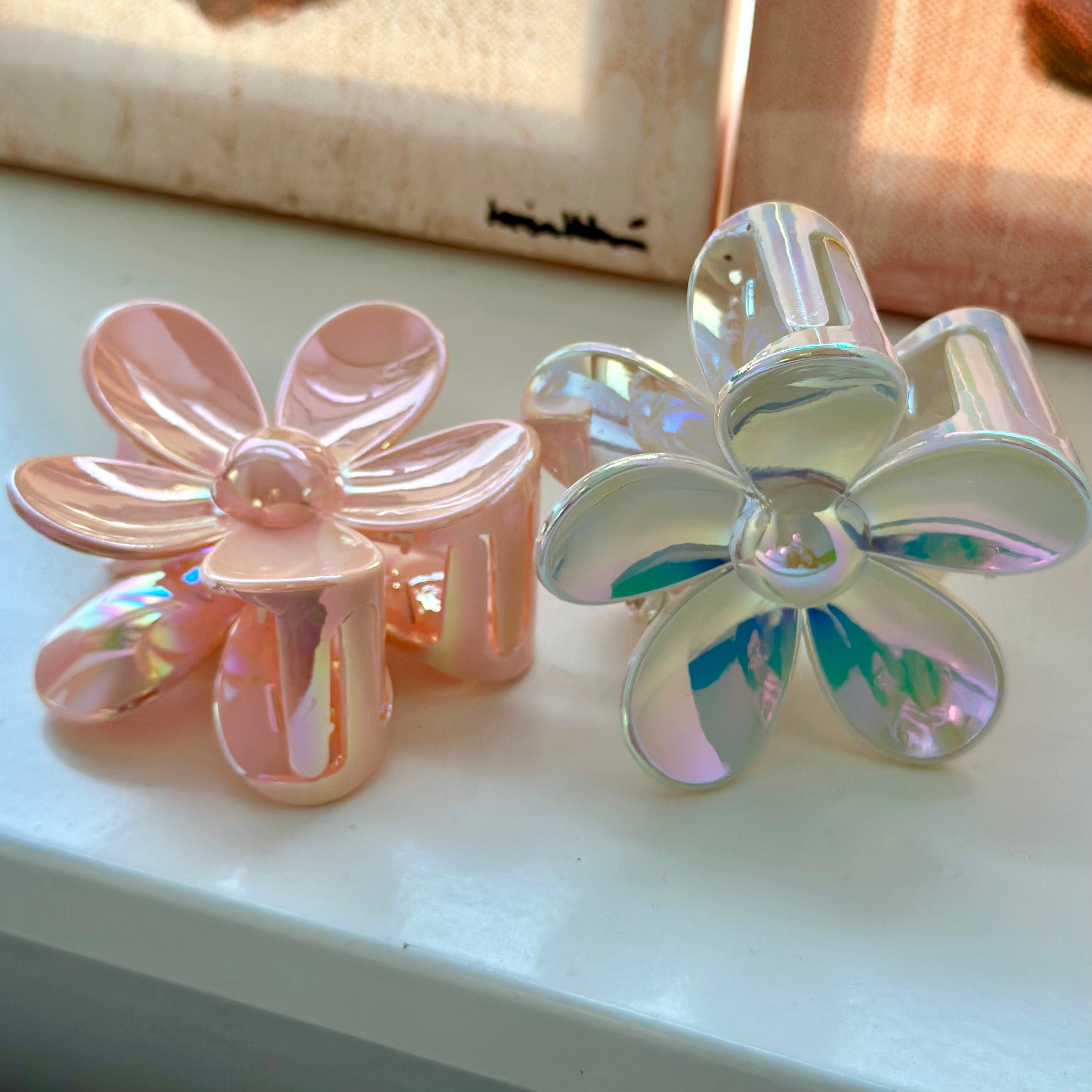 Pince à cheveux fleur - Métallique (paquet de 2)