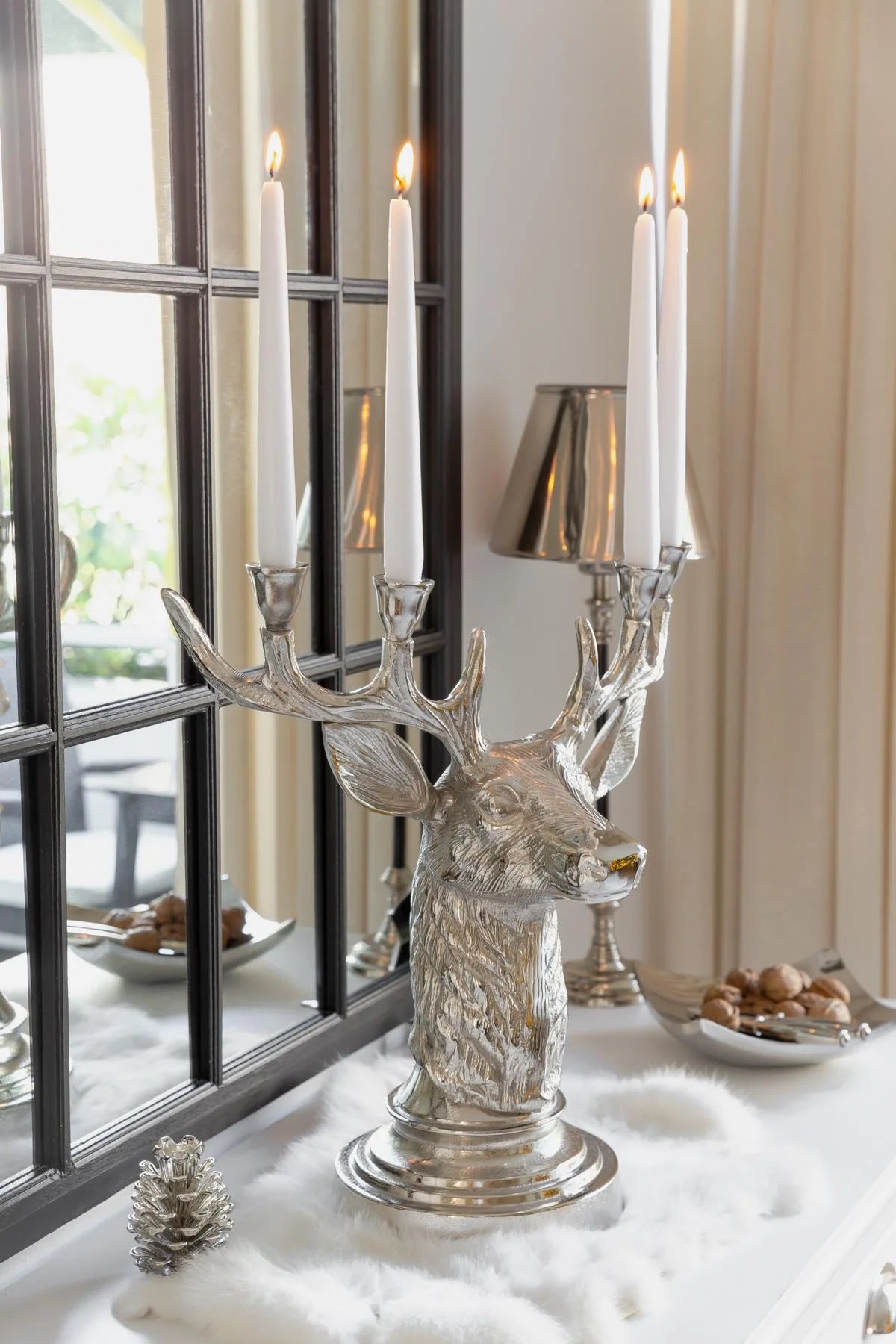 Kerzenleuchter „Pinecone“ – 9 cm / 6 cm (Silberfinish) – EDZARD