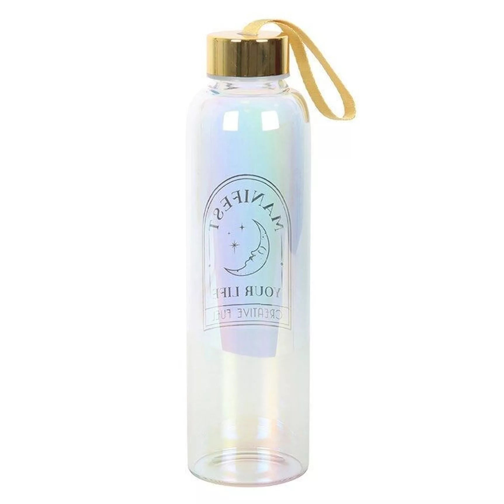 Schillernde „Manifestiere dein Leben“-Flasche – Wasserflasche mit Golddetails (500 ml)