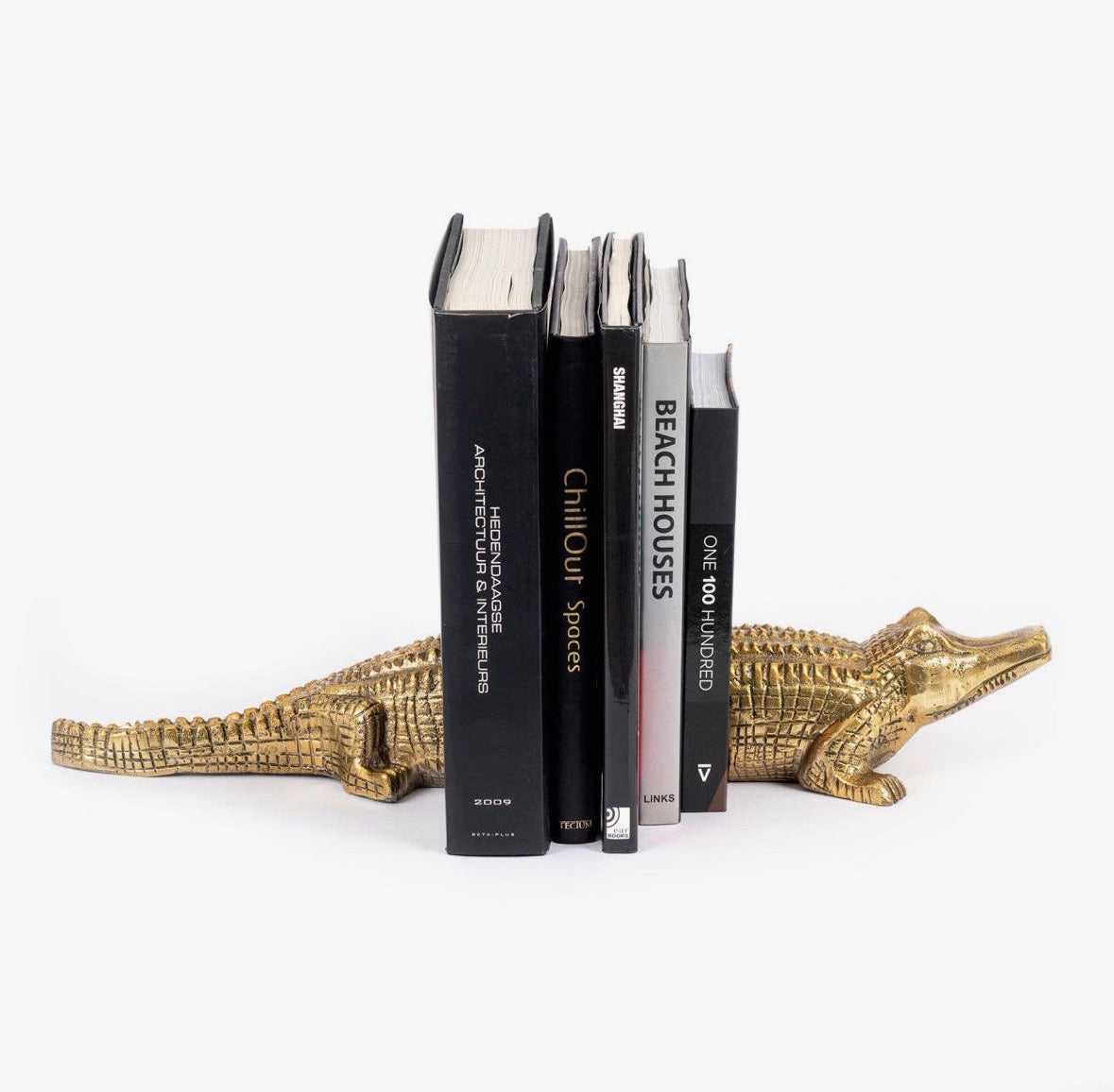 The Crocodile Book Stands - Brass