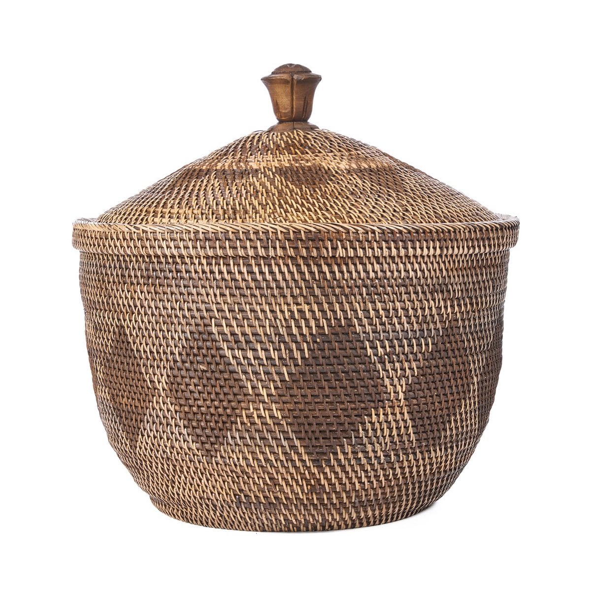 Panier de rangement en rotin avec couvercle – Marron Naturel (grand)