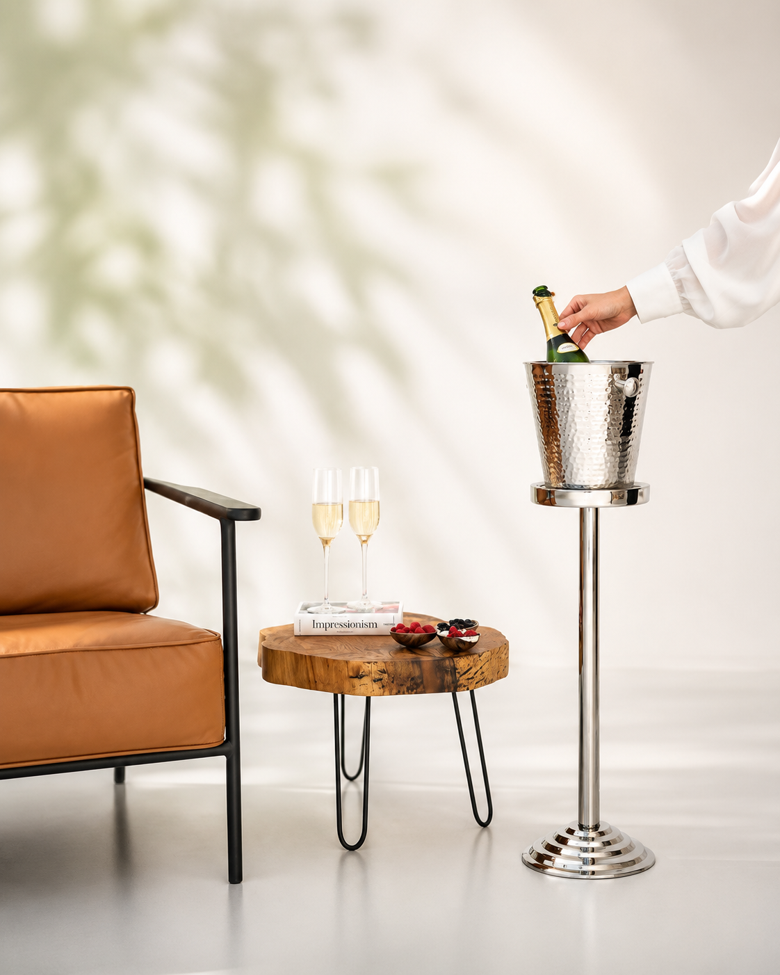 Valencia Champagnerkühler mit Ständer Silber 83 cm | EDZARD