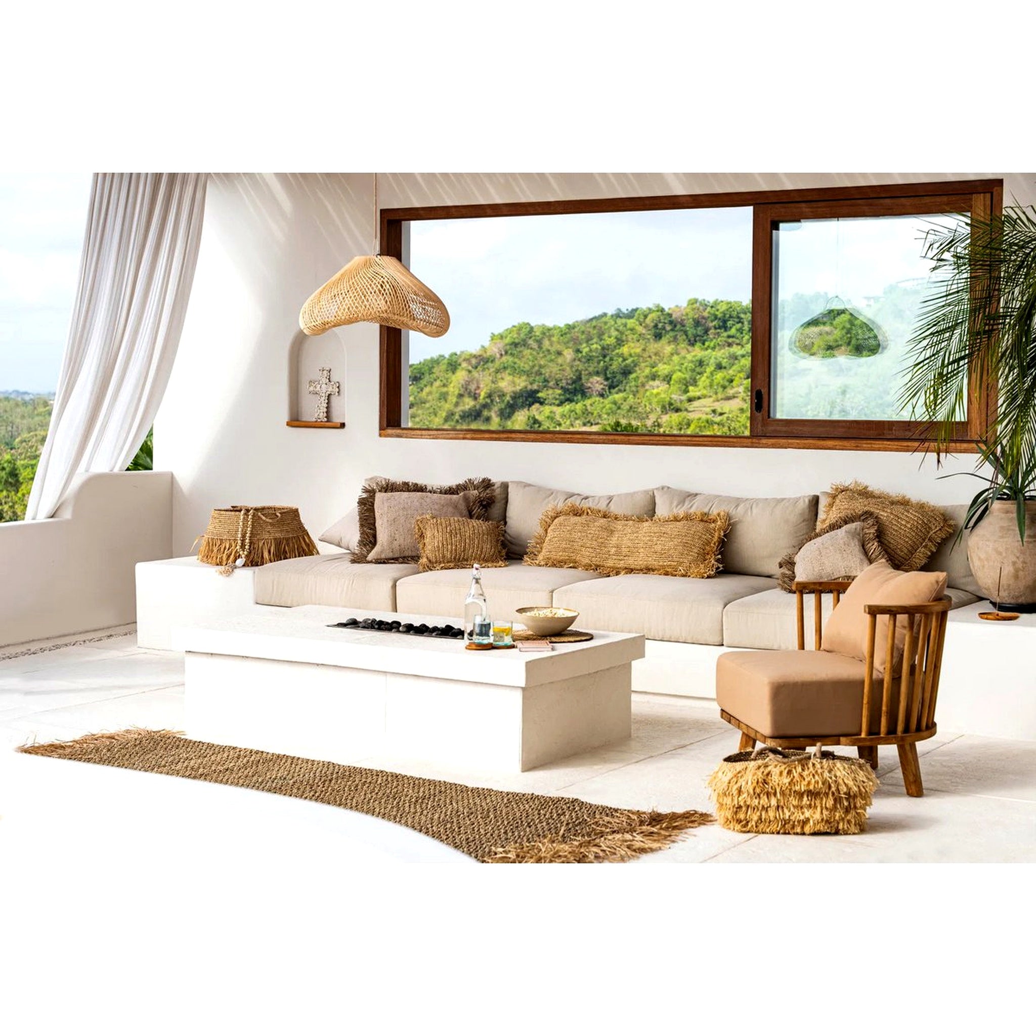 The Raffia Cushion Cover Rectangular - Natural - 35x100