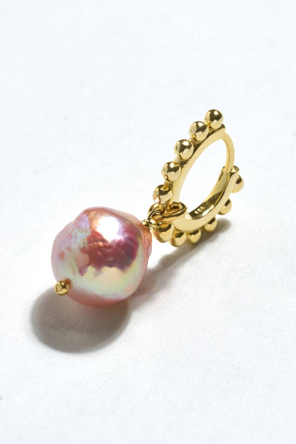 Créoles Selina | Perles baroques roses & argent 925 plaqué or