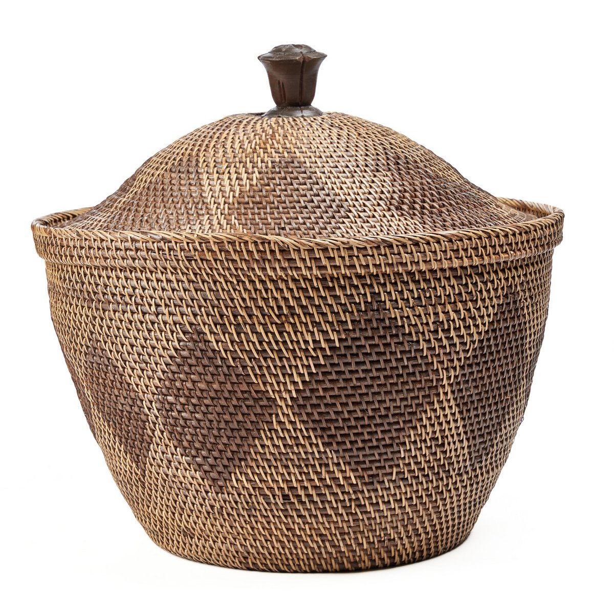 Panier de rangement en rotin avec couvercle – Marron Naturel (grand)