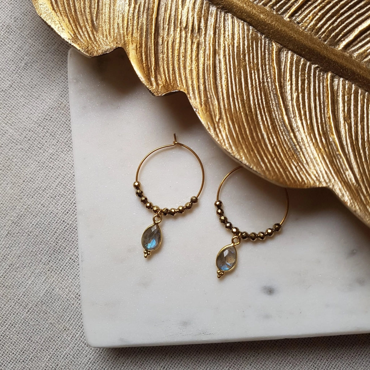 Goddess Earrings: Labradorite and Hematite
