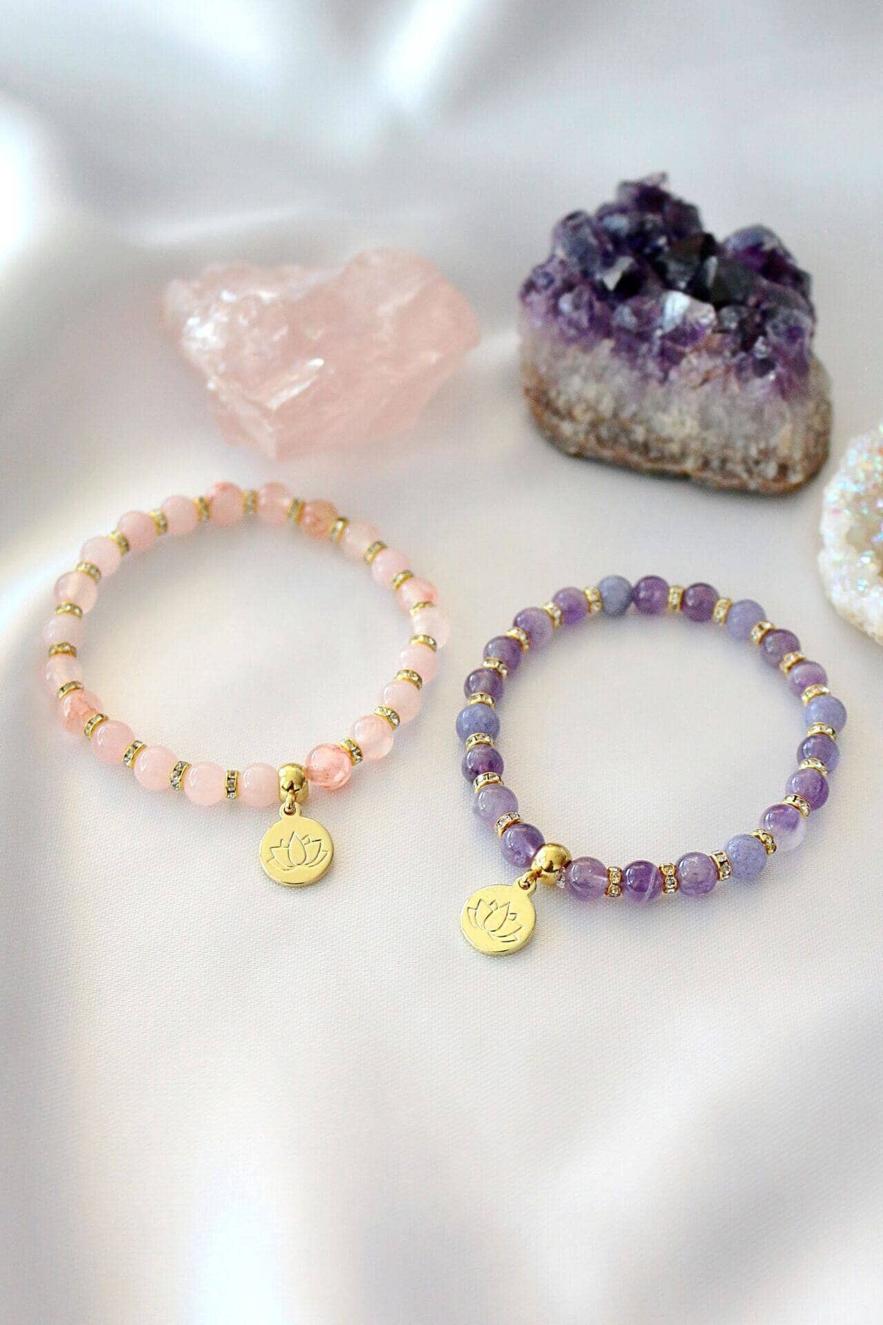 Kristallarmband | 24 Karat vergoldetes Amulett