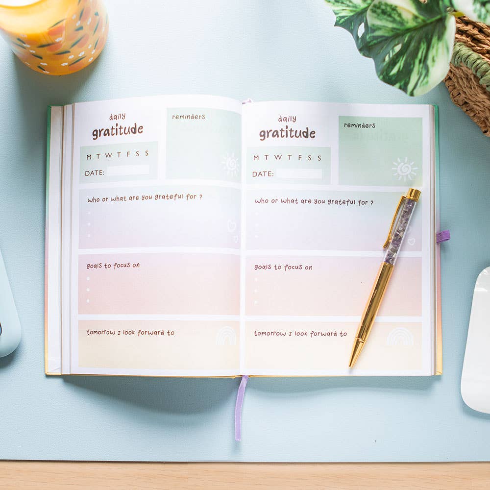 Mindful Moments Dankbarkeits-Tagebuch inkl. Stift m. Amethystkristallen