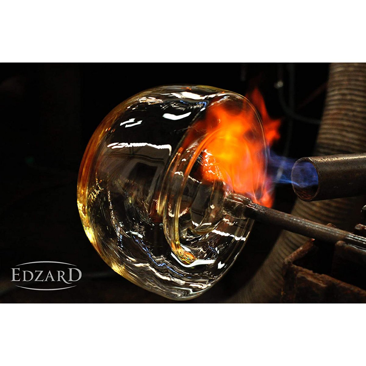 Mundgeblasene Kristallvase mit Platinrand H24 cm | EDZARD