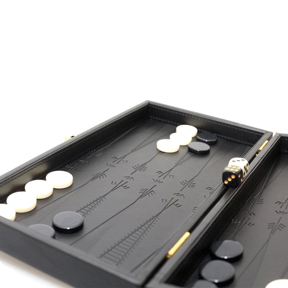 Lyxigt Backgammon & Schack-set – Veganskt läderetui