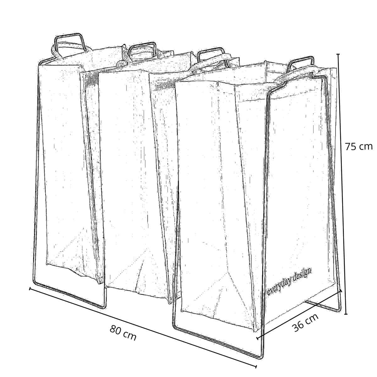 TURKU XL – Designställ för källsortering (svart)