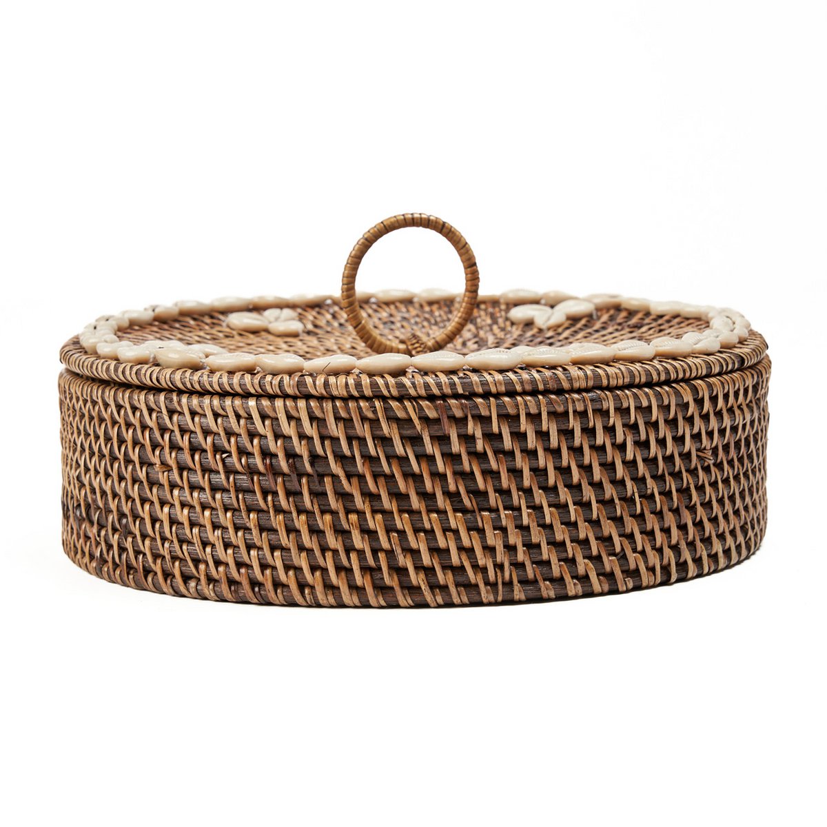 Plateau de service en rotin avec compartiments et couvercle – Marron naturel