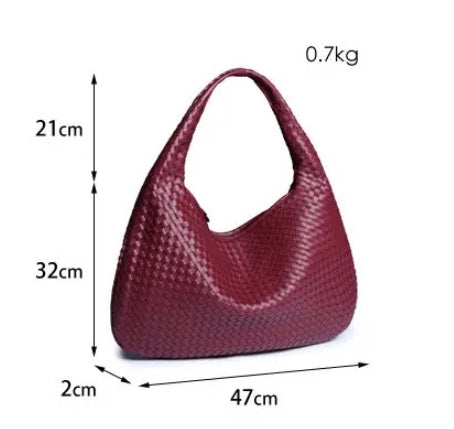 Vegane gewebte Schultertasche, Größe L