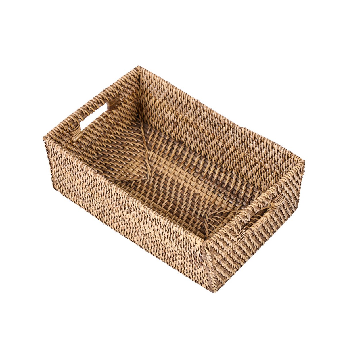 Rechteckiger Aufbewahrungskorb aus Rattan – Natur Braun