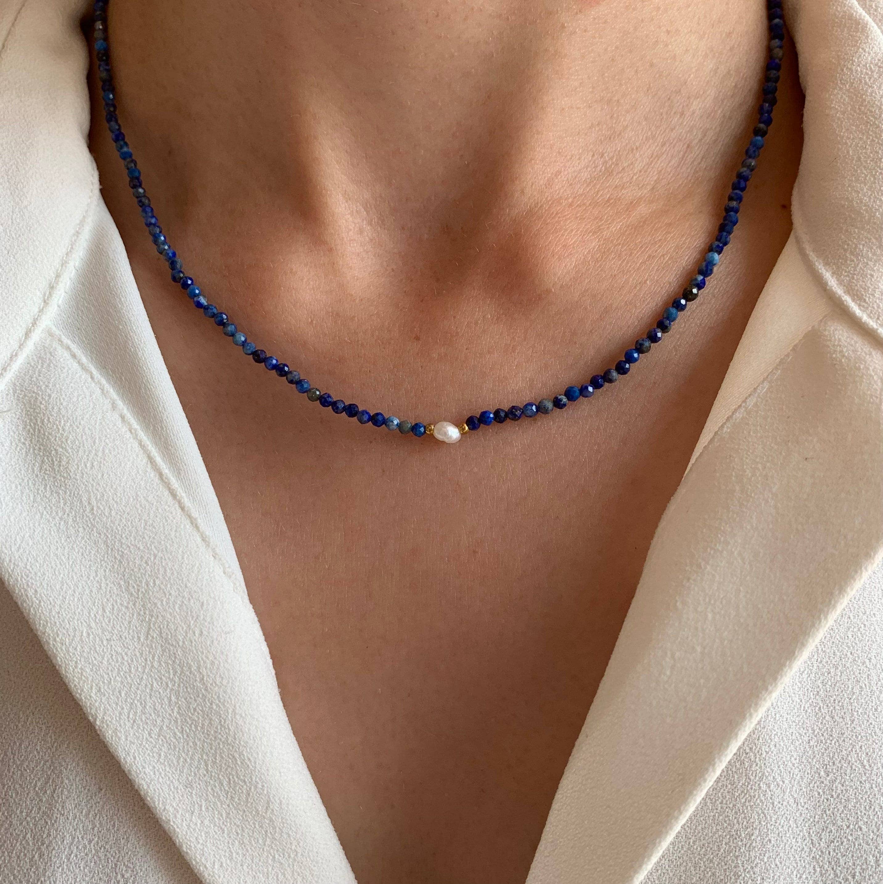 Halskette | Lapislazuli und Perlen