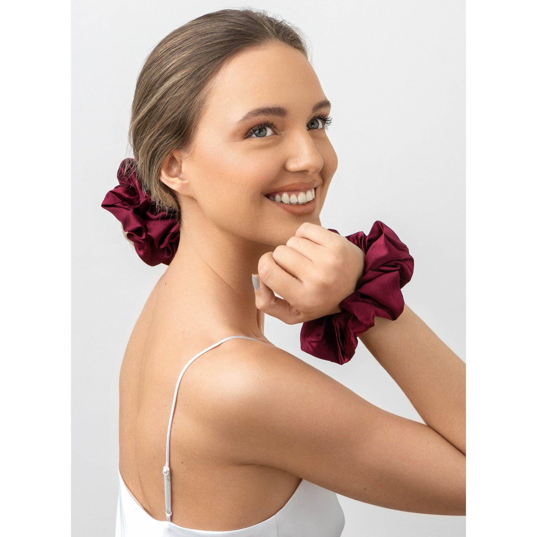 Weinrot/Burgund | Scrunchie aus reiner Seide
