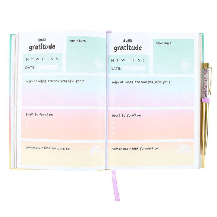 Mindful Moments Dankbarkeits-Tagebuch inkl. Stift m. Amethystkristallen