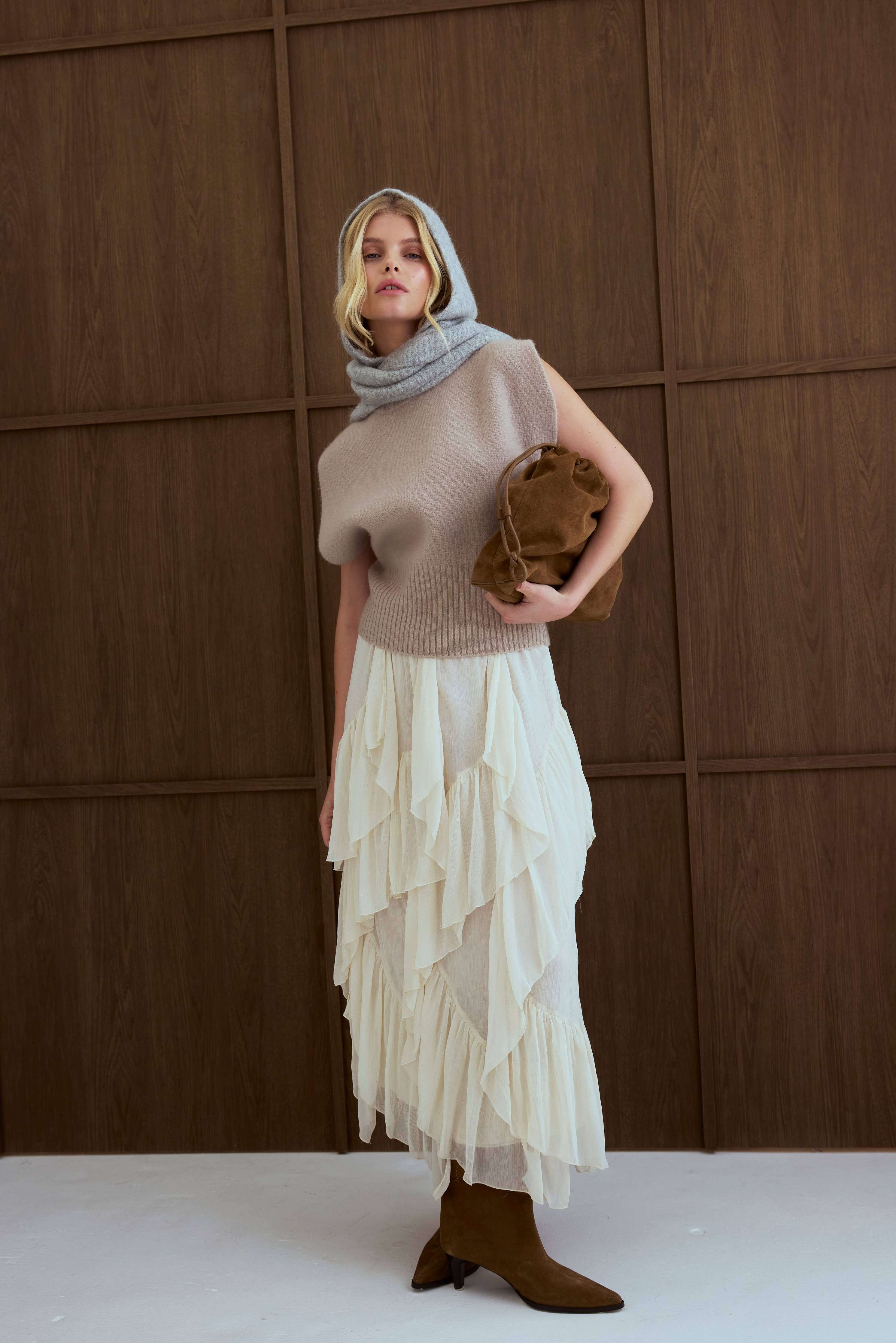 Alpaca Hooded Scarf i Blizzard Grey | Arctic Fox & Co.