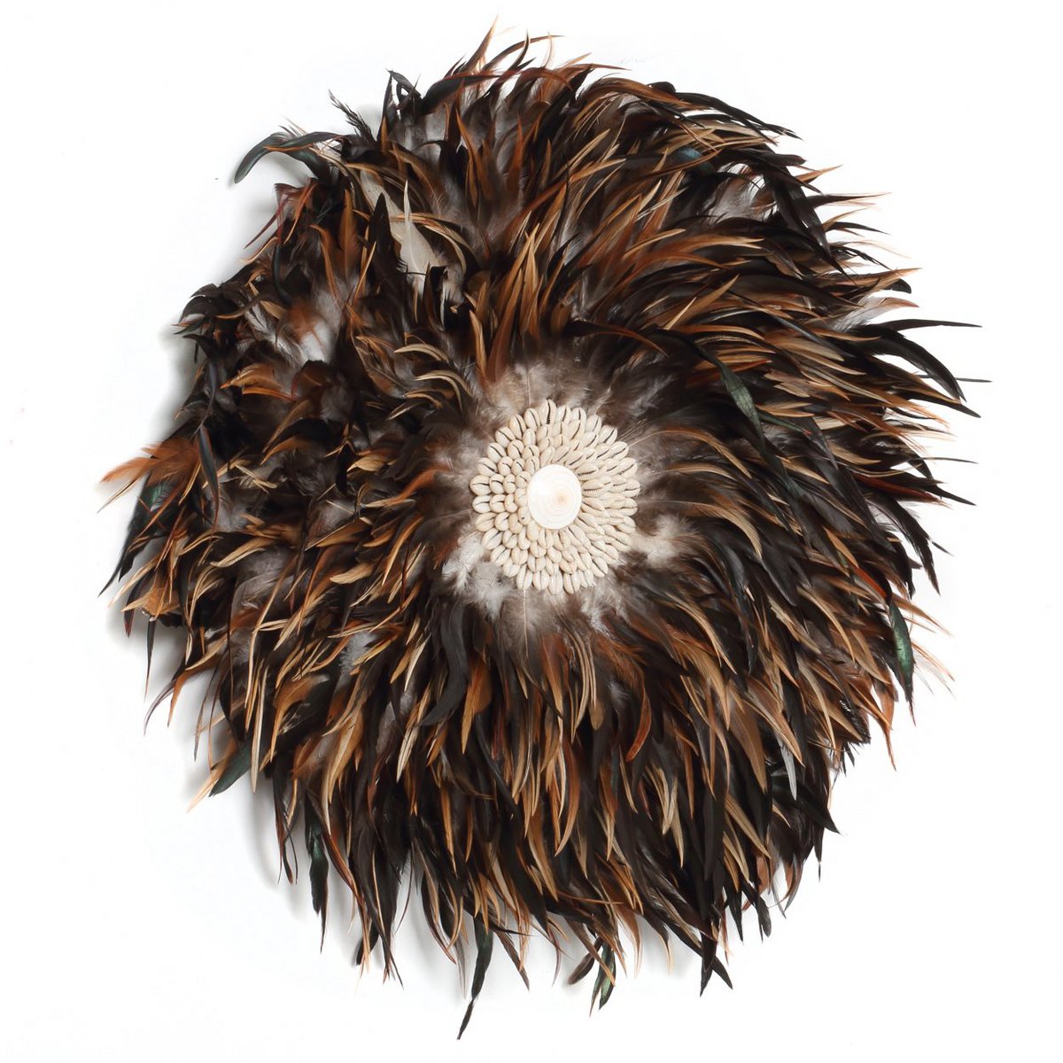 The Coastal Juju – décoration murale en plumes et coquillages (60 cm)