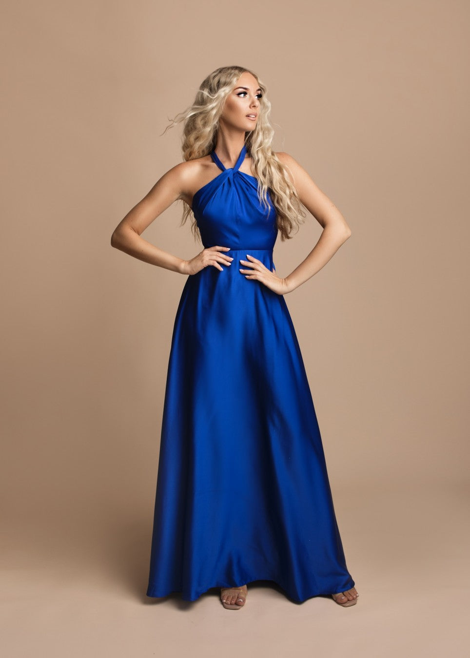 Long dress in satin, Eva & Lola