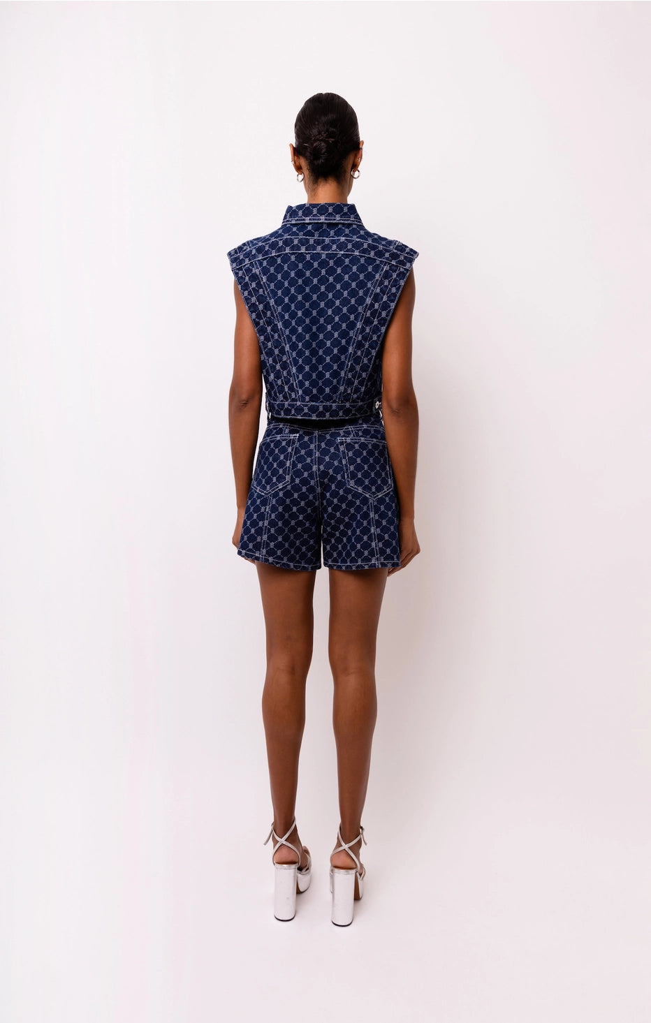 Goldie - Diamond Pattern Denim Shorts, AmyLynn