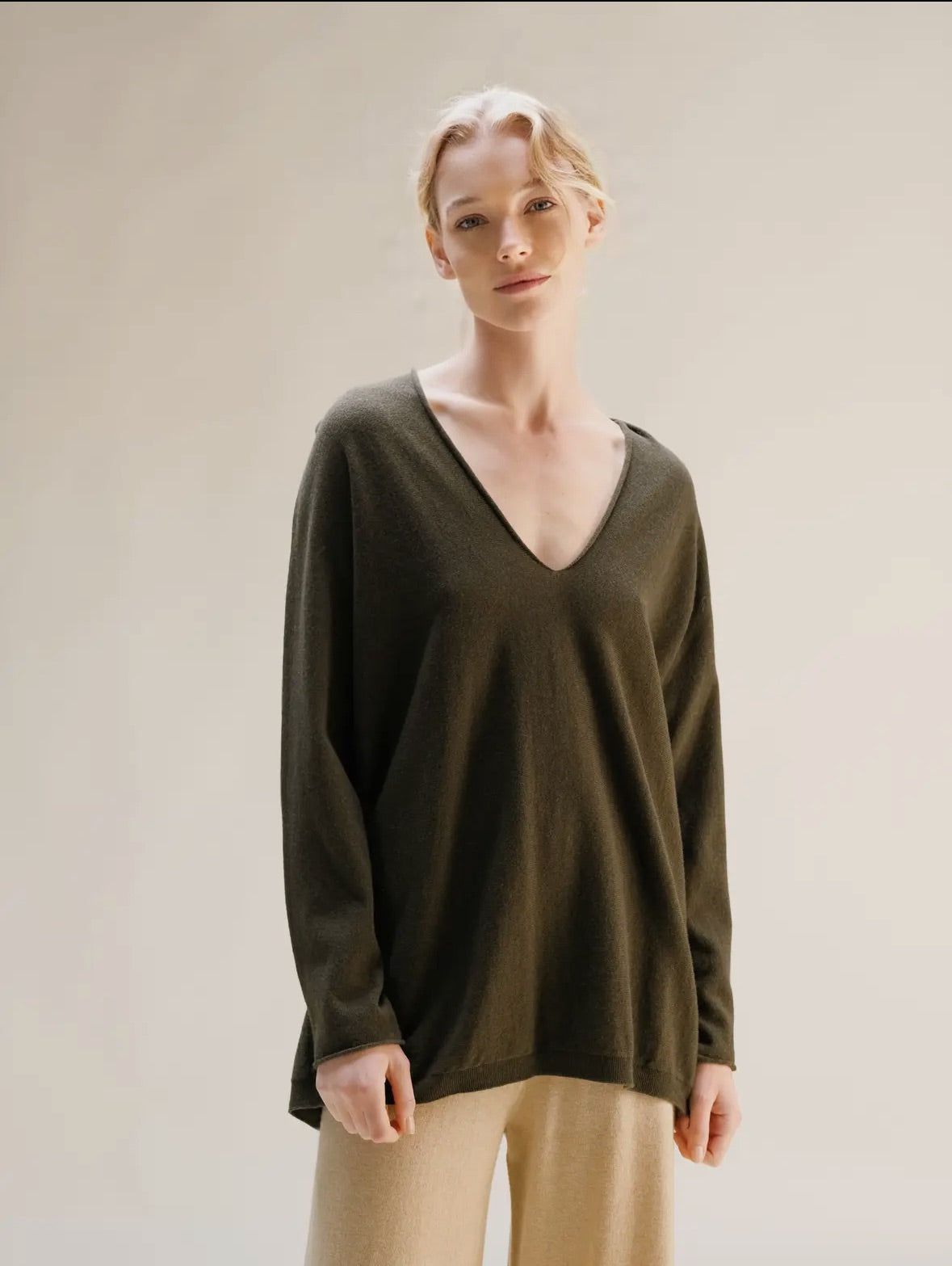 Kaschmir-Mischgewebe V-Ausschnitt Pullover, LÈMME