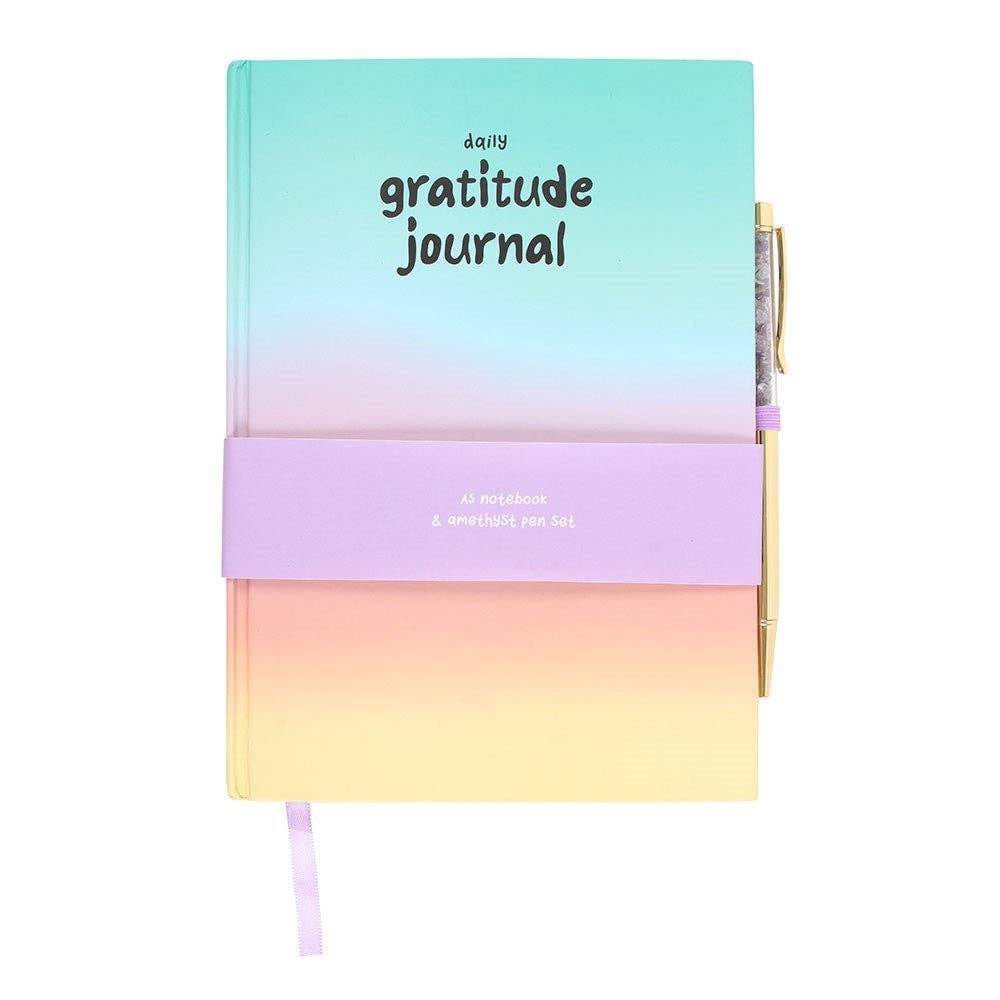Mindful Moments Dankbarkeits-Tagebuch inkl. Stift m. Amethystkristallen