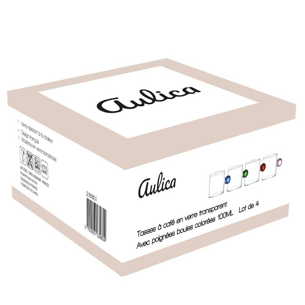 Gläser mit farbigem Henkel 100 ml | 4er Set